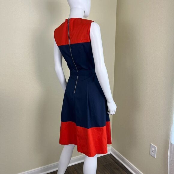 Boss Hugo Boss Hadesa Colorblocked Cotton Poplin Fit & Flare Mini Dress Modern - Picture 11 of 16